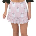 Pattern Pink Cute Sweet Fur Cats Fishtail Mini Chiffon Skirt View1