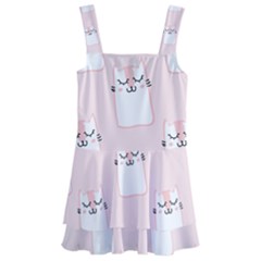 Pattern Pink Cute Sweet Fur Cats Kids  Layered Skirt Swimsuit by Pakrebo