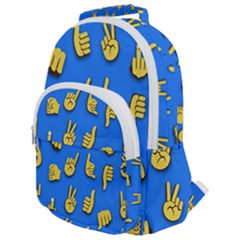 Emojis Hands Fingers Background Rounded Multi Pocket Backpack by Pakrebo