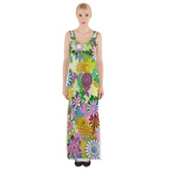 Illustration Pattern Abstract Thigh Split Maxi Dress by Pakrebo