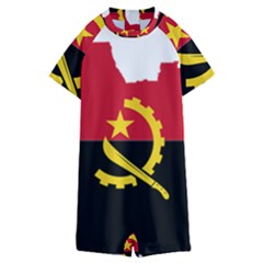 Angola Flag Map Geography Outline Kids  Boyleg Half Suit Swimwear by Sapixe