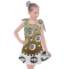 Gear Background Sprocket Kids  Tie Up Tunic Dress