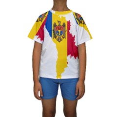 Moldova Country Europe Flag Kids  Short Sleeve Swimwear by Sapixe