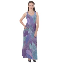 Watercolor Leaves Pattern Sleeveless Velour Maxi Dress by Valentinaart