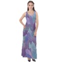 Watercolor leaves pattern Sleeveless Velour Maxi Dress View1