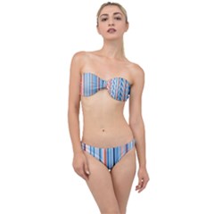 Blue And Coral Stripe 1 Classic Bandeau Bikini Set by dressshop