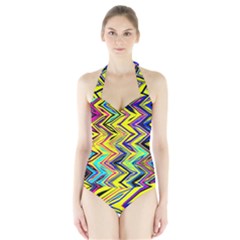 Mycolorfulchevron Halter Swimsuit by designsbyamerianna