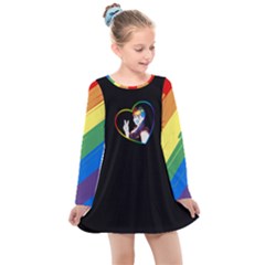 Rainbow Hair Kids  Long Sleeve Dress by JadehawksAnD