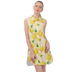 Fruits Template Lemons Yellow Sleeveless Shirt Dress by Pakrebo