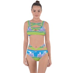 Nature Tree Water Grass Sun Bandaged Up Bikini Set  by Pakrebo