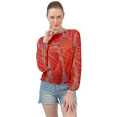 Food Fish Red Trout Salty Natural Banded Bottom Chiffon Top by Pakrebo