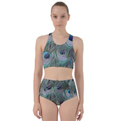 Peacock Feather Pattern Plumage Racer Back Bikini Set by Pakrebo