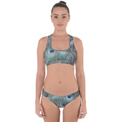 Peacock Feather Pattern Plumage Cross Back Hipster Bikini Set by Pakrebo