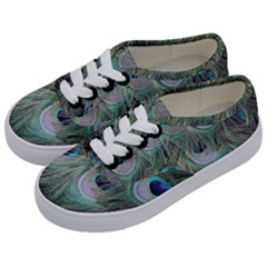 Peacock Feather Pattern Plumage Kids  Classic Low Top Sneakers by Pakrebo