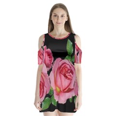 Roses Flowers Arrangement Garden Shoulder Cutout Velvet One Piece by Pakrebo