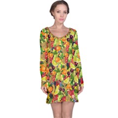 Background Pattern Structure Fruit Long Sleeve Nightdress by Pakrebo