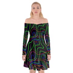 Neon Waves                                 Off Shoulder Skater Dress by LalyLauraFLM