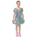 Vintage Floral Pattern Kids  Short Sleeve Velvet Dress View1