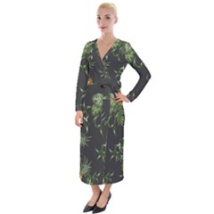 Pineapples Pattern Velvet Maxi Wrap Dress by Sobalvarro