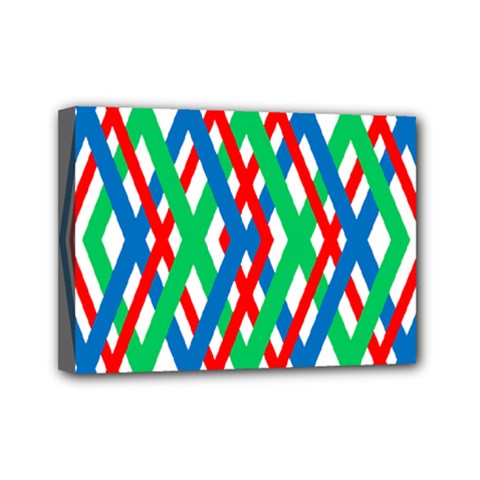 Geometric Line Rainbow Mini Canvas 7  X 5  (stretched) by HermanTelo