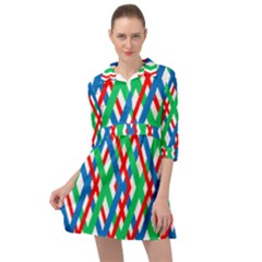 Geometric Line Rainbow Mini Skater Shirt Dress by HermanTelo