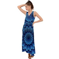 Mandala Background Texture V-neck Chiffon Maxi Dress by HermanTelo