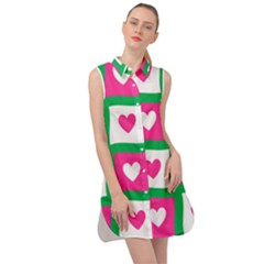 Pink Love Valentine Sleeveless Shirt Dress by Mariart