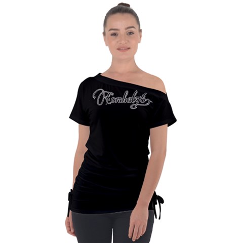 Coat76 Crusified Skihneadgirl Off Shoulder Tie-up Tee by Combat76clothing