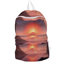 Volcano Lava Landscape Glow Lake Foldable Lightweight Backpack by Simbadda