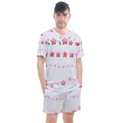 Sakura Border Cherry Blossom Men s Mesh Tee And Shorts Set by Simbadda