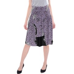 Wide Eyed Girl Grey Lilac Midi Beach Skirt by snowwhitegirl