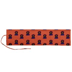 Nerdy 60s  Girl Pattern Orange Roll Up Canvas Pencil Holder (l) by snowwhitegirl