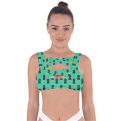 Nerdy 60s  Girl Pattern Seafoam Green Bandaged Up Bikini Top by snowwhitegirl