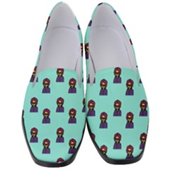 Nerdy 60s  Girl Pattern Aqua Women s Classic Loafer Heels by snowwhitegirl