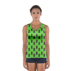 Nerdy 60s  Girl Pattern Green Sport Tank Top  by snowwhitegirl