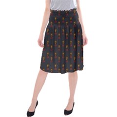 Nerdy 60s  Girl Pattern Grey Midi Beach Skirt by snowwhitegirl