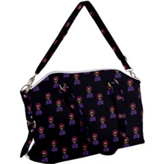 Nerdy 60s  Girl Pattern Black Canvas Crossbody Bag by snowwhitegirl