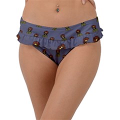 Nerdy 60s  Girl Pattern Light Grey Frill Bikini Bottom by snowwhitegirl