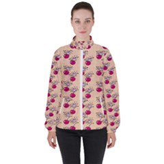 Cherries An Bats Peach Women s High Neck Windbreaker by snowwhitegirl