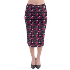 Cherries An Bats Black Midi Pencil Skirt by snowwhitegirl