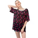 Cherries An Bats Black Oversized Chiffon Top View1