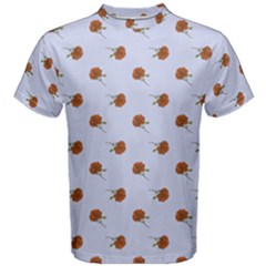 Peach Rose Blue Men s Cotton Tee by snowwhitegirl