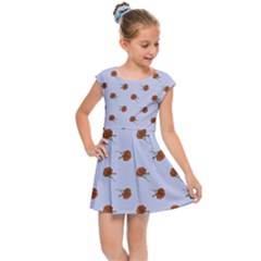 Peach Rose Blue Kids  Cap Sleeve Dress by snowwhitegirl