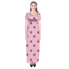 Peach Rose Pink Short Sleeve Maxi Dress by snowwhitegirl