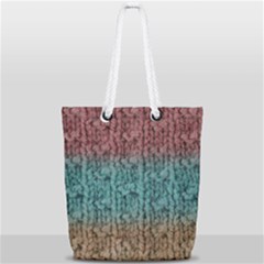 Knitted Wool Ombre 1 Full Print Rope Handle Tote (small) by snowwhitegirl