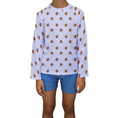 Peach Rose Blue Kids  Long Sleeve Swimwear by snowwhitegirl