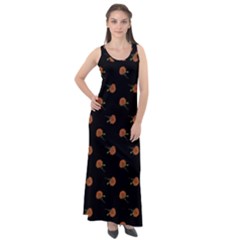 Peach Rose Black Sleeveless Velour Maxi Dress by snowwhitegirl