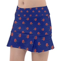 Red Rose Blue Tennis Skirt by snowwhitegirl