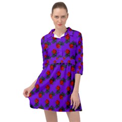 Red Roses Blue Purple Mini Skater Shirt Dress by snowwhitegirl