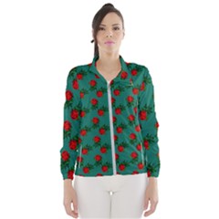 Red Roses Teal Green Women s Windbreaker by snowwhitegirl